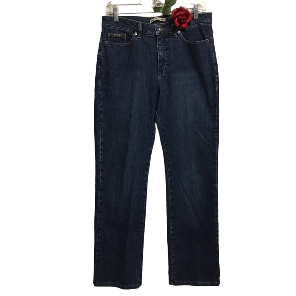 Lee jeans natural straight leg sets just below waist Sz 10 Med dark wash